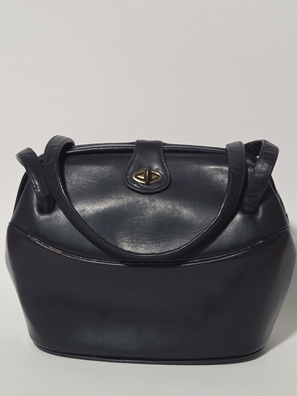 Vintage Ronay Black Leather Turnlock Handbag 60s 70s Fair